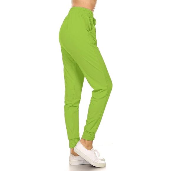 Women's Track Cuff Lime Green Joggers with Pockets Size Small - Picture 2 of 8
